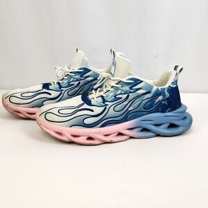 Womens Fashion Sneakers Blue & White Flames Size 46 US 12